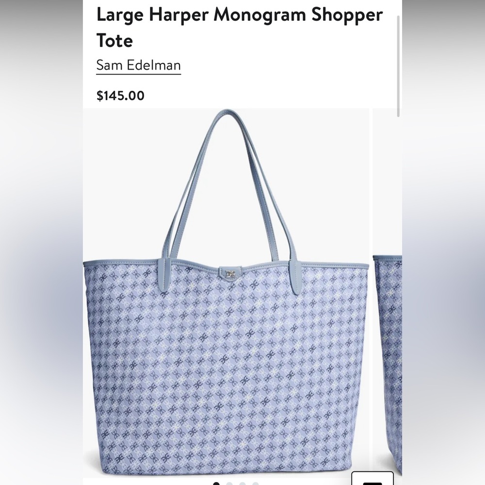 Sam Edelman large Monogram Shopper Tote- navy